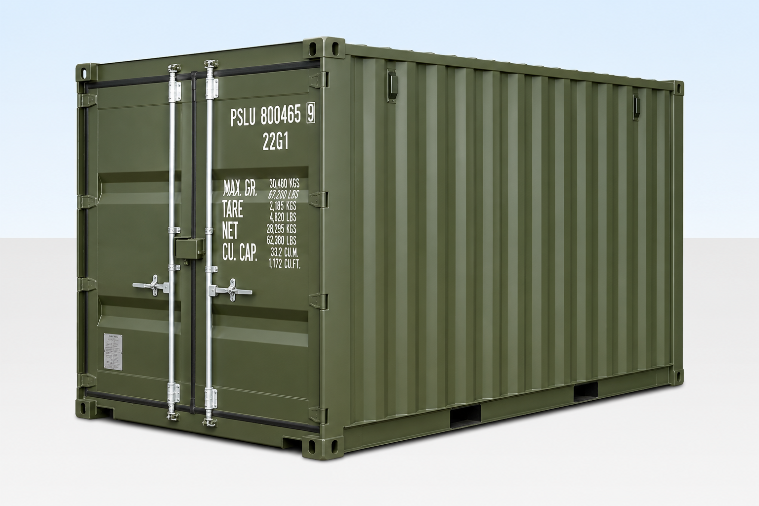 8ft One-Trip Shipping Container – New – Green