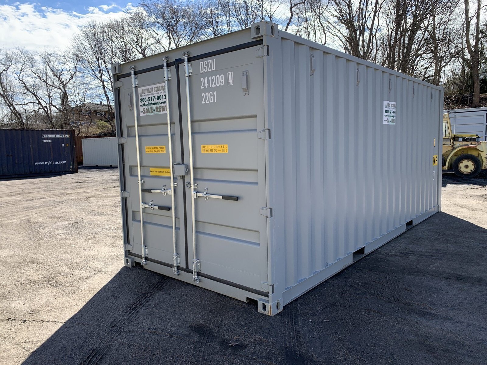 20ft Grey “Tunnel” Container – New One-Trip – Double Doors Both Ends